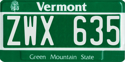 VT license plate ZWX635