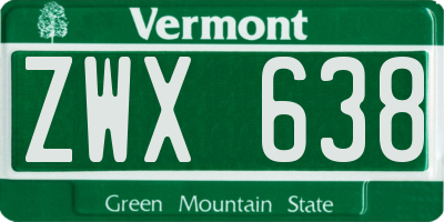 VT license plate ZWX638