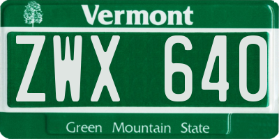 VT license plate ZWX640