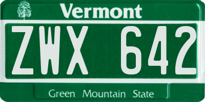 VT license plate ZWX642