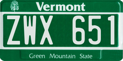 VT license plate ZWX651
