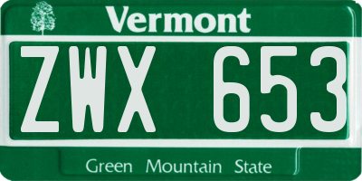 VT license plate ZWX653