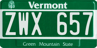 VT license plate ZWX657