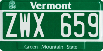 VT license plate ZWX659