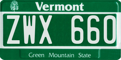 VT license plate ZWX660