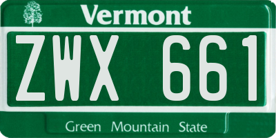 VT license plate ZWX661