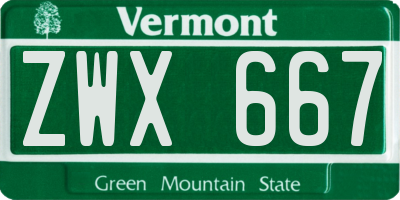 VT license plate ZWX667