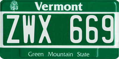 VT license plate ZWX669
