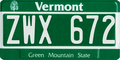 VT license plate ZWX672