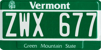 VT license plate ZWX677