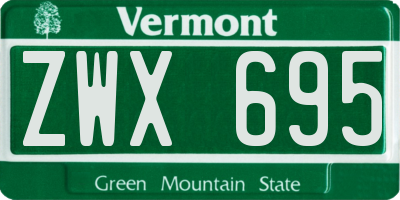 VT license plate ZWX695
