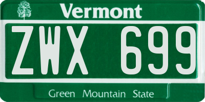 VT license plate ZWX699