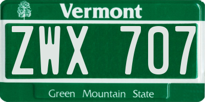VT license plate ZWX707