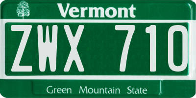 VT license plate ZWX710