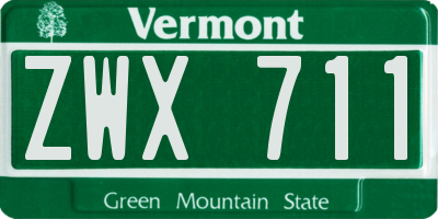 VT license plate ZWX711