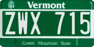 VT license plate ZWX715