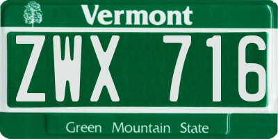 VT license plate ZWX716