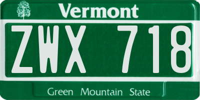 VT license plate ZWX718