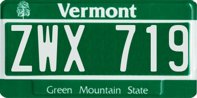 VT license plate ZWX719