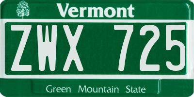 VT license plate ZWX725