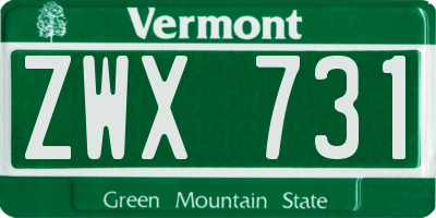 VT license plate ZWX731