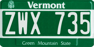 VT license plate ZWX735