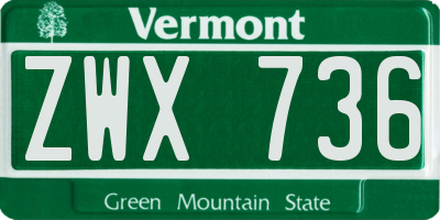 VT license plate ZWX736