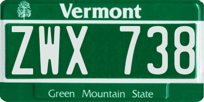 VT license plate ZWX738