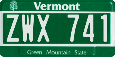 VT license plate ZWX741