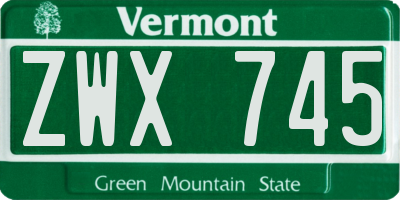 VT license plate ZWX745