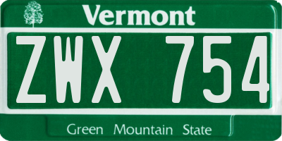 VT license plate ZWX754