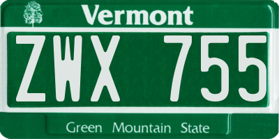 VT license plate ZWX755