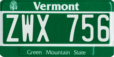 VT license plate ZWX756