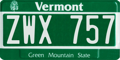 VT license plate ZWX757