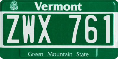 VT license plate ZWX761