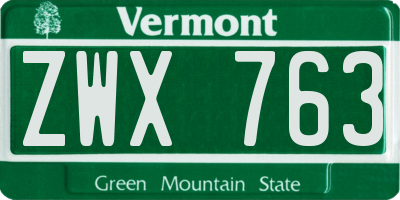 VT license plate ZWX763