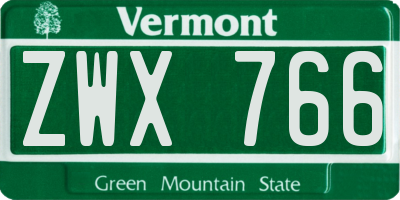 VT license plate ZWX766