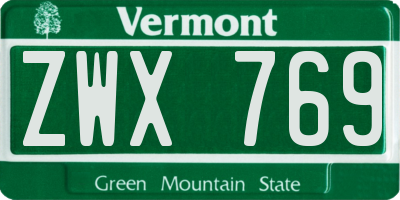 VT license plate ZWX769