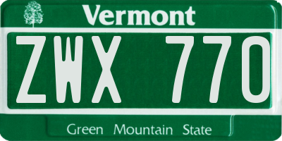 VT license plate ZWX770