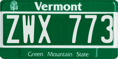 VT license plate ZWX773