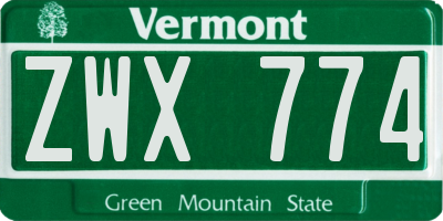 VT license plate ZWX774