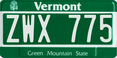 VT license plate ZWX775