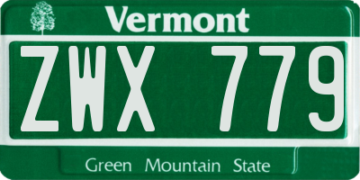 VT license plate ZWX779