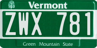 VT license plate ZWX781