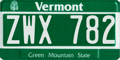 VT license plate ZWX782