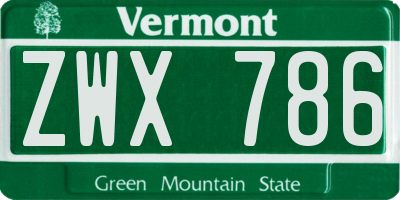 VT license plate ZWX786