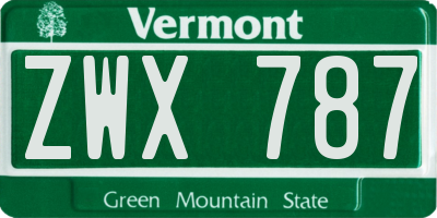 VT license plate ZWX787