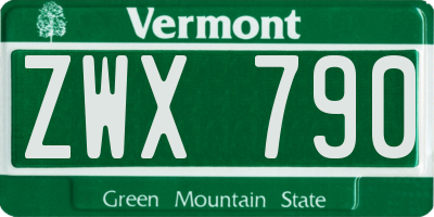 VT license plate ZWX790