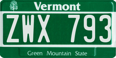 VT license plate ZWX793