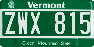 VT license plate ZWX815